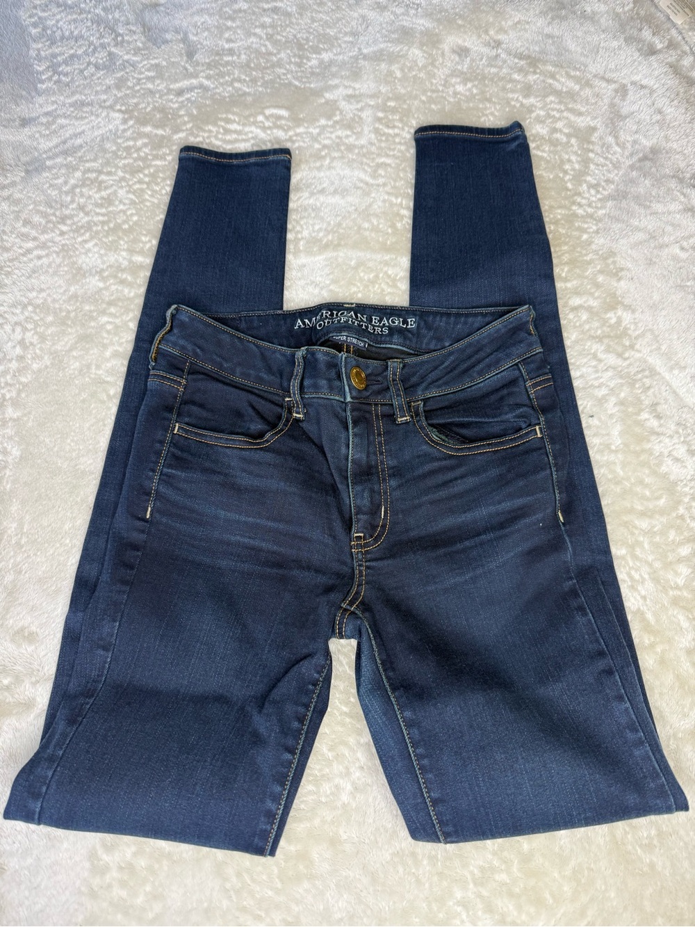 American Eagle Super Stretch Skinny Jeans Size 4 X-Long Dark Wash